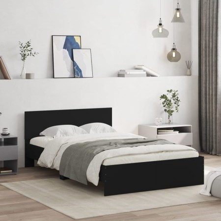 Bed frame with black headboard 120x200 cm by , Beds and slatted bases - Ref: Foro24-3207491, Price: 211,51 €, Discount: %