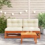 Garden sofas without armrest cushions 2 units brown waxed wood by , Modular outdoor sofas - Ref: Foro24-838090, Price: 146,53...