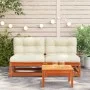 Garden sofas without armrest cushions 2 units brown waxed wood by , Modular outdoor sofas - Ref: Foro24-838090, Price: 145,48...