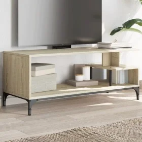 Mueble de TV madera de ingeniería y acero roble 102x40x41 cm de , Muebles TV - Ref: Foro24-842412, Precio: 49,37 €, Descuento: %