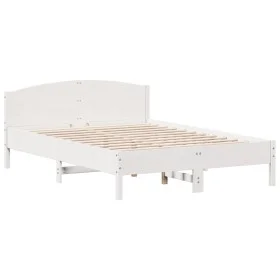 Bettgestell mit Kopfteil aus weißem Kiefernholz, 140 x 200 cm von , Betten und Lattenroste - Ref: Foro24-842595, Preis: 135,1...