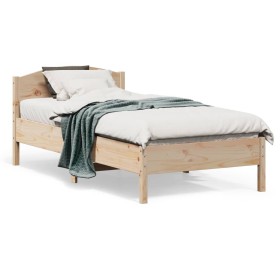 Bettgestell mit Kopfteil aus massivem Kiefernholz 75x190 cm von , Betten und Lattenroste - Ref: Foro24-842626, Preis: 74,35 €...