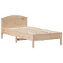 Solid pine wood bed frame with headboard 90x200 cm by , Beds and slatted bases - Ref: Foro24-842618, Price: 113,43 €, Discoun...