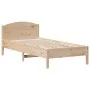 Solid pine wood bed frame with headboard 90x200 cm by , Beds and slatted bases - Ref: Foro24-842618, Price: 112,05 €, Discoun...