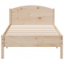 Solid pine wood bed frame with headboard 90x200 cm by , Beds and slatted bases - Ref: Foro24-842618, Price: 113,43 €, Discoun...