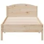 Solid pine wood bed frame with headboard 90x200 cm by , Beds and slatted bases - Ref: Foro24-842618, Price: 112,05 €, Discoun...