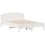 Bed frame with white pine wood headboard 135x190 cm by , Beds and slatted bases - Ref: Foro24-842607, Price: 129,93 €, Discou...