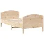 Bed frame with solid pine wood headboard 100x200 cm by , Beds and slatted bases - Ref: Foro24-842562, Price: 97,51 €, Discoun...