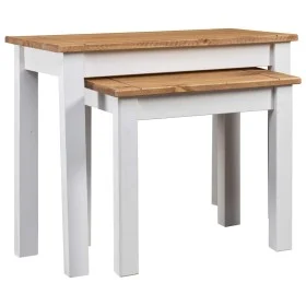 Stackable tables 2 units solid pine wood Panama Range white by vidaXL, Side tables - Ref: Foro24-282678, Price: 70,08 €, Disc...