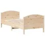 Bed frame with solid pine wood headboard 100x200 cm by , Beds and slatted bases - Ref: Foro24-842562, Price: 97,51 €, Discoun...