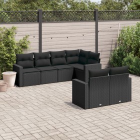 7-piece garden dining set with black synthetic rattan cushions by , Modular outdoor sofas - Ref: Foro24-3251542, Price: 541,4...