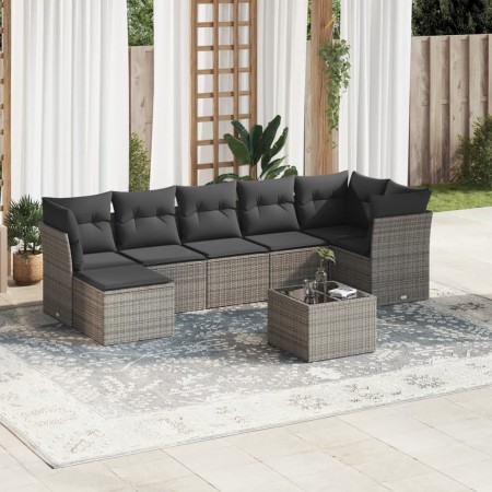 Set de sofás de jardín 8 pzas y cojines ratán sintético gris de , Conjuntos de jardín - Ref: Foro24-3217980, Precio: 451,45 €...