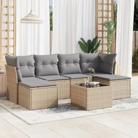Set of 7-piece garden sofas and beige synthetic rattan cushions by , Garden sets - Ref: Foro24-3218019, Price: 371,70 €, Disc...