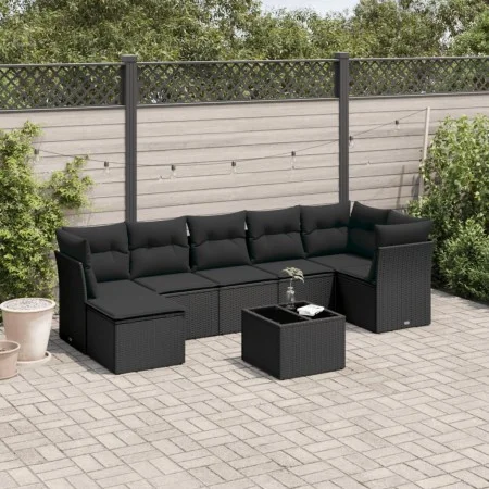 Set de sofás de jardín 8 piezas y cojines ratán sintético negro by , Garden sets - Ref: Foro24-3217975, Price: 492,53 €, Disc...