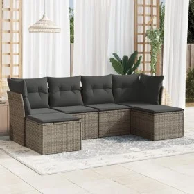 6-piece garden furniture set with gray synthetic rattan cushions by , Garden sets - Ref: Foro24-3218010, Price: 317,93 €, Dis...
