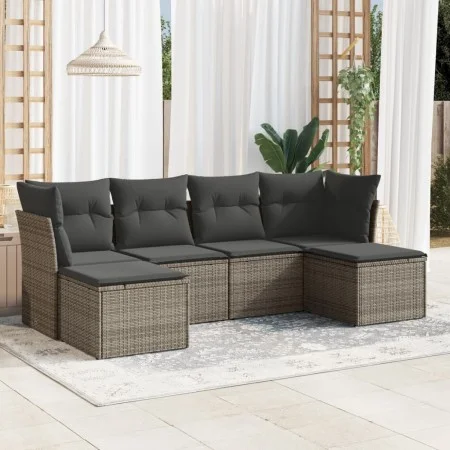 6-piece garden furniture set with gray synthetic rattan cushions by , Garden sets - Ref: Foro24-3218010, Price: 317,93 €, Dis...