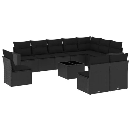 Garden sofa set 11 pieces and black synthetic rattan cushions by , Garden sets - Ref: Foro24-3219105, Price: 682,25 €, Discou...