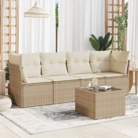 Garden sofa set with cushions 5 pieces beige synthetic rattan by , Garden sets - Ref: Foro24-3217238, Price: 326,87 €, Discou...