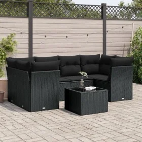 7-piece garden dining set with black synthetic rattan cushions by , Garden sets - Ref: Foro24-3217265, Price: 458,40 €, Disco...