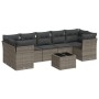 Garden sofa set 8 pieces and gray synthetic rattan cushions by , Garden sets - Ref: Foro24-3217290, Price: 482,51 €, Discount: %