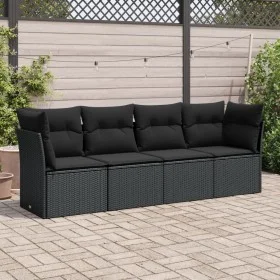 Set mit 4 Gartensofas mit Kissen Kunstrattan schwarz von , Gartensets - Ref: Foro24-3217225, Preis: 253,34 €, Rabatt: %