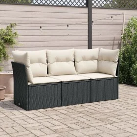 Garden sofa set with 3-piece black synthetic rattan cushions by , Garden sets - Ref: Foro24-3217206, Price: 193,90 €, Discoun...