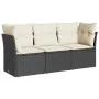 Garden sofa set with 3-piece black synthetic rattan cushions by , Garden sets - Ref: Foro24-3217206, Price: 193,90 €, Discoun...