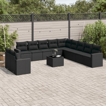 Gartensofa-Set 12-teilig mit schwarzen synthetischen Rattankissen von , Gartensets - Ref: Foro24-3219185, Preis: 803,83 €, Ra...