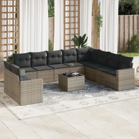 Garden sofa set 11 pieces and gray synthetic rattan cushions by , Garden sets - Ref: Foro24-3219170, Price: 656,29 €, Discoun...