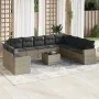 Garden sofa set 11 pieces and gray synthetic rattan cushions by , Garden sets - Ref: Foro24-3219170, Price: 657,30 €, Discoun...