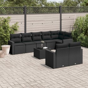 Set aus 8-teiligen Gartensofas und Kissen Kunstrattan schwarz von , Gartensets - Ref: Foro24-3219215, Preis: 593,26 €, Rabatt: %