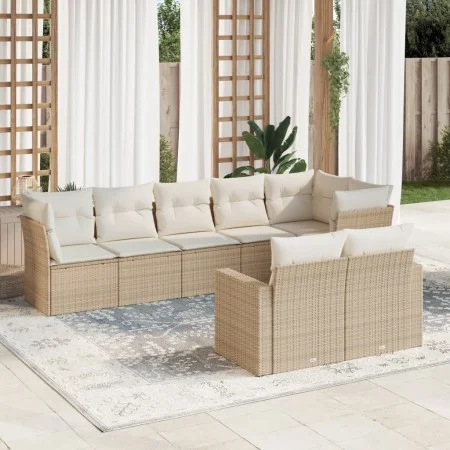 Gartensofa-Set mit beigen Kissen 8 Stück PE-Rattan von , Gartensets - Ref: Foro24-3219208, Preis: 586,55 €, Rabatt: %