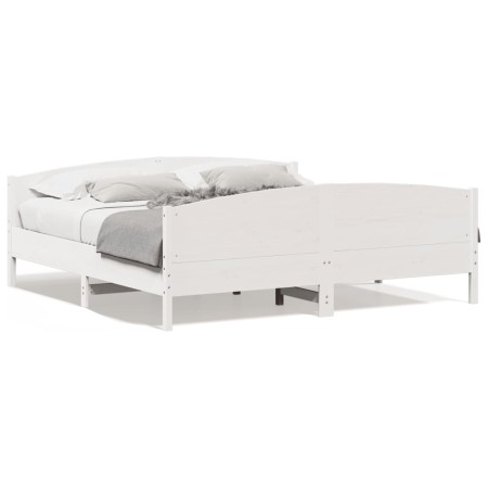 Solid white pine wood headboard bed frame 180x200 cm by , Beds and slatted bases - Ref: Foro24-3216165, Price: 254,10 €, Disc...