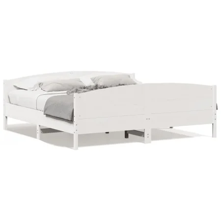 Solid white pine wood headboard bed frame 180x200 cm by , Beds and slatted bases - Ref: Foro24-3216165, Price: 250,87 €, Disc...