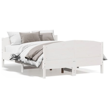 Bettgestell aus weißem Kiefernholz mit Kopfteil 150 x 200 cm von , Betten und Lattenroste - Ref: Foro24-3216171, Preis: 234,7...