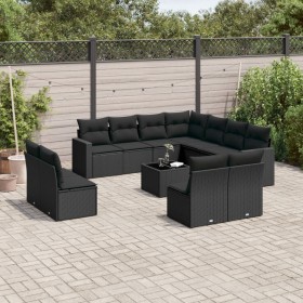 Garden sofa set 12 pieces with black synthetic rattan cushions by , Modular outdoor sofas - Ref: Foro24-3251472, Price: 768,5...