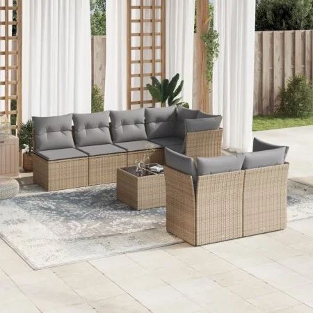 Garden sofa set with beige cushions, 8 pieces, PE rattan. by , Garden sets - Ref: Foro24-3217299, Price: 499,38 €, Discount: %