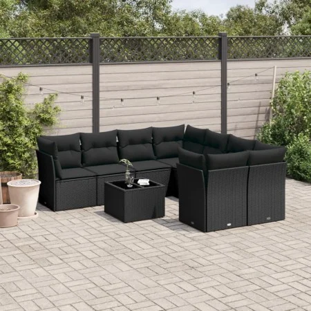 8-teiliges Gartensofa-Set und schwarze synthetische Rattankissen von , Gartensets - Ref: Foro24-3217315, Preis: 570,81 €, Rab...