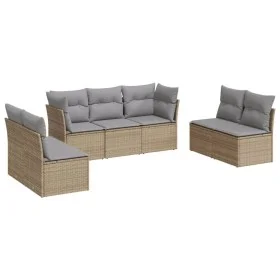 7-piece garden sofa set and beige synthetic rattan cushions by , Garden sets - Ref: Foro24-3249248, Price: 439,63 €, Discount: %