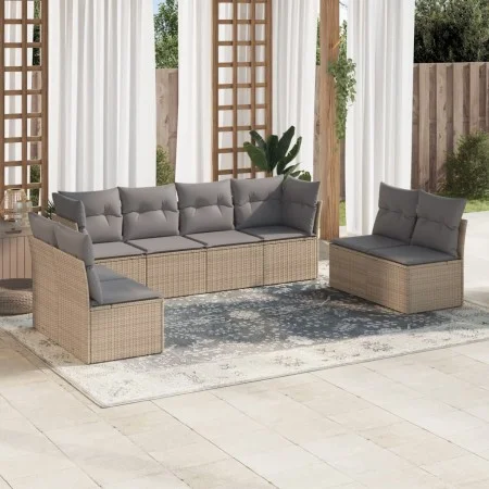 Gartensofa-Set mit beigen Kissen 8 Stück PE-Rattan von , Gartensets - Ref: Foro24-3249288, Preis: 462,86 €, Rabatt: %