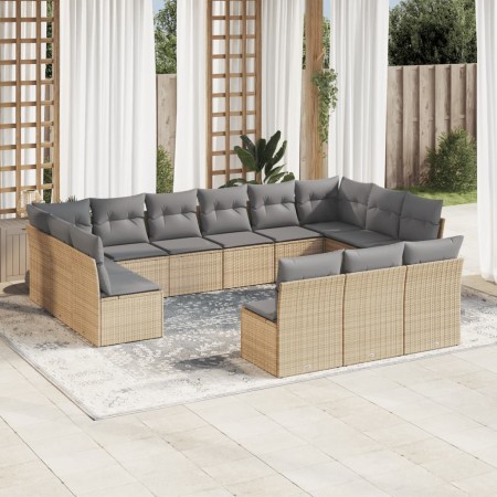 Gartensofa-Set mit Kissen, 13-teilig, beiges synthetisches Rattan von , Gartensets - Ref: Foro24-3250228, Preis: 799,50 €, Ra...