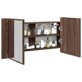 Braune Eiche Acryl LED Badezimmer Badezimmer Spiegelschrank 90x12x45 cm von , Badezimmerwaschtische - Ref: Foro24-834969, Pre...