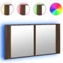 Armario espejo de baño LED acrílico marrón roble 90x12x45 cm de , Tocadores de baño - Ref: Foro24-834969, Precio: 56,80 €, De...
