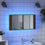 Armario espejo de baño LED acrílico marrón roble 90x12x45 cm de , Tocadores de baño - Ref: Foro24-834969, Precio: 56,80 €, De...