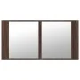 Armario espejo de baño LED acrílico marrón roble 90x12x45 cm de , Tocadores de baño - Ref: Foro24-834969, Precio: 56,80 €, De...