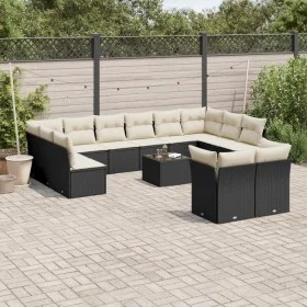 Set aus Gartensofas und Kissen 13 Stück synthetisches Rattan schwarz von , Gartensets - Ref: Foro24-3250275, Preis: 793,41 €,...