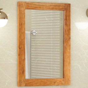 Espejo de baño madera maciza de acacia y vidrio 50x70x2,5 cm