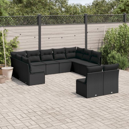 11-teilige Gartensofagarnitur und schwarze synthetische Rattankissen von , Gartensets - Ref: Foro24-3250184, Preis: 626,79 €,...