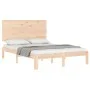 Bed frame with solid wood headboard 140x190 cm by , Beds and slatted bases - Ref: Foro24-3193641, Price: 136,38 €, Discount: %