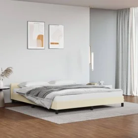 Bed frame with headboard cream synthetic leather 160x200cm by , Beds and slatted bases - Ref: Foro24-347509, Price: 124,96 €,...